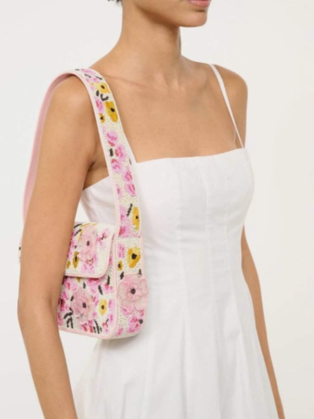 STAUD TOMMY BEADED BLOSSOM FLORAL TAPESTRY Shoulder Bag MSRP$395 Artistic & Chic - Picture 6 of 16